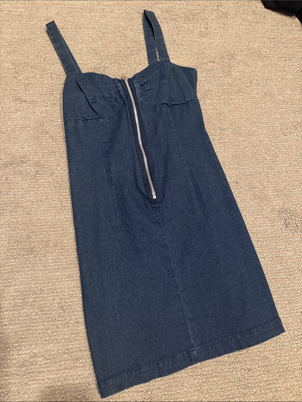 Women’s Dark Blue Denim Zip-Front Bodycon Dress small